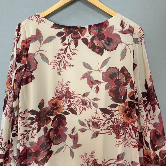 Lulus Shifting Dears Floral Shift Dress Cut Out Sleeve Beige‎ Cream Mini Large - Picture 7 of 16